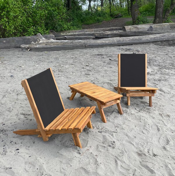 Acacia wood lounger set